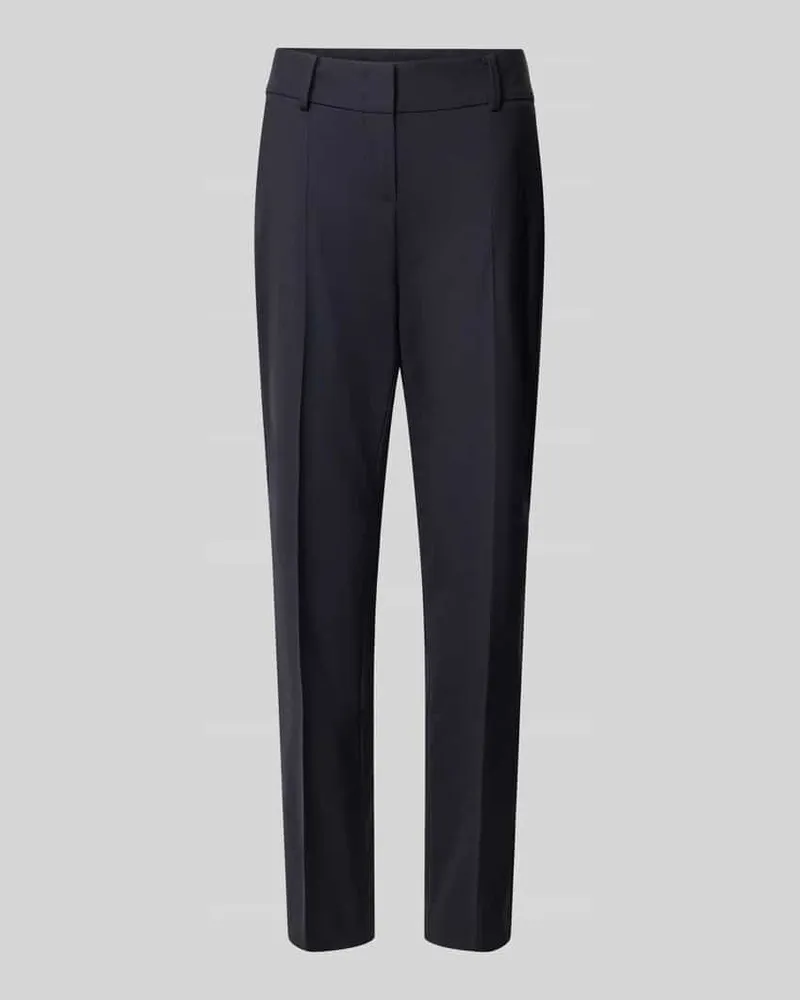 windsor. Slim Fit Hose aus Schurwoll-Elasthan-Mix mit Bügelfalten Marine