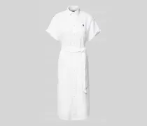 Leinenkleid mit Logo-Stitching