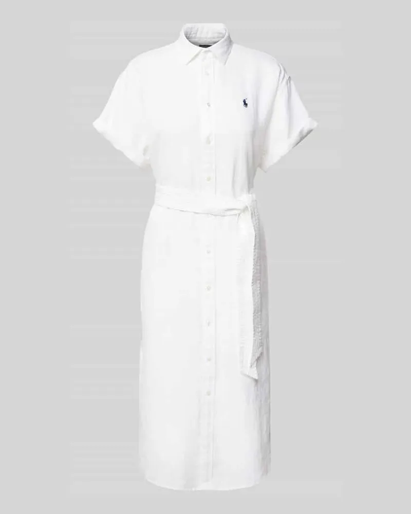 Ralph Lauren Leinenkleid mit Logo-Stitching Weiss
