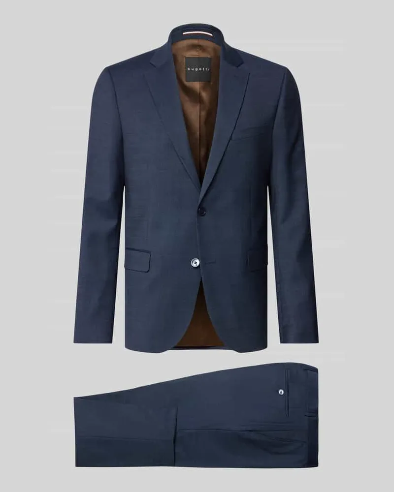 Bugatti Regular Fit Anzug mit 2-Knopf-Sakko Blau