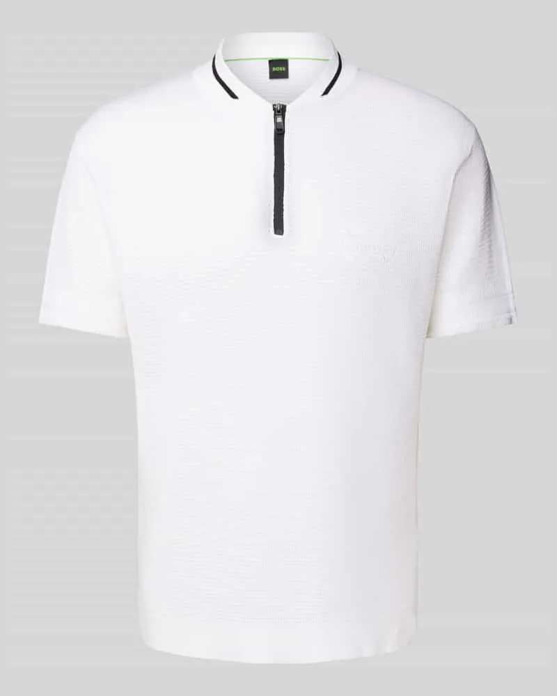 HUGO BOSS Poloshirt mit kurzem Reißverschluss Weiss