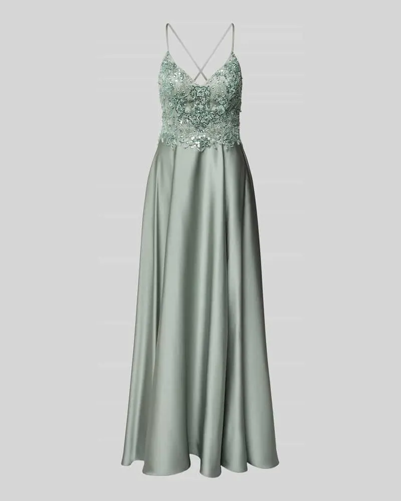 Laona Abendkleid mit Perlen und V-Ausschnitt Hellgruen