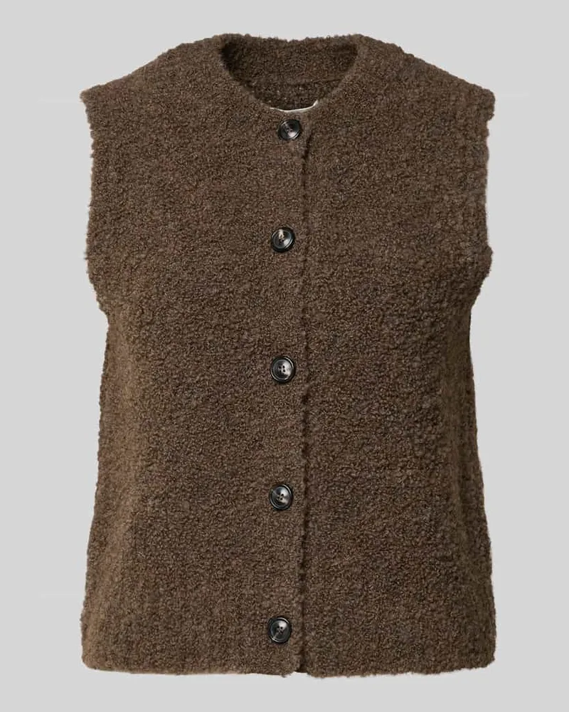 Marc O'Polo Regular Fit Strickweste aus Woll-Mix mit Alpaka-Anteil Mittelbraun
