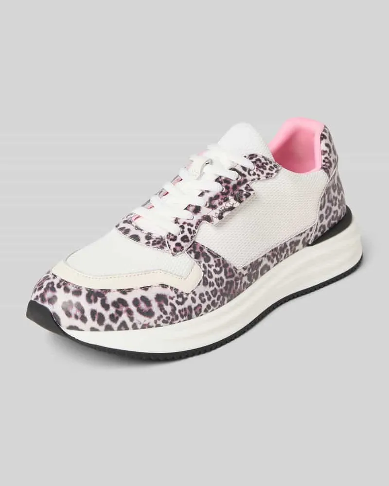 Marc Cain Sneaker aus Leder-Mix mit Animal-Print Weiss