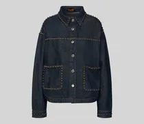 Relaxed Fit Jeansbluse mit aufgesetzten Taschen Modell 'Studs