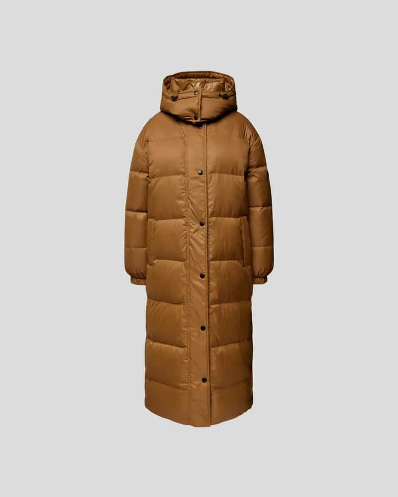 Yves Salomon Daunenmantel mit Steppnähten Camel