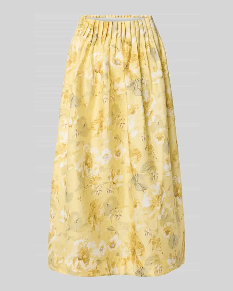 Y.A.S High Waist Midirock aus Lyocell-Mix Modell 'LEMON Gelb