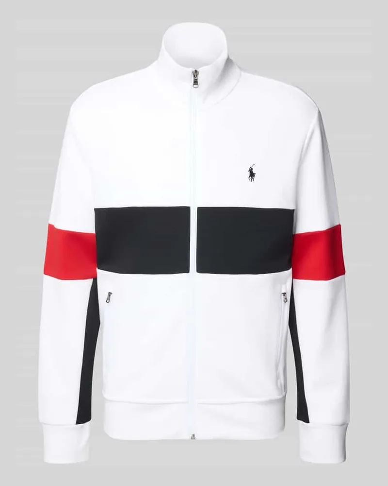 Ralph Lauren Sweatjacke mit Stehkragen und Reißverschlusstaschen Offwhite