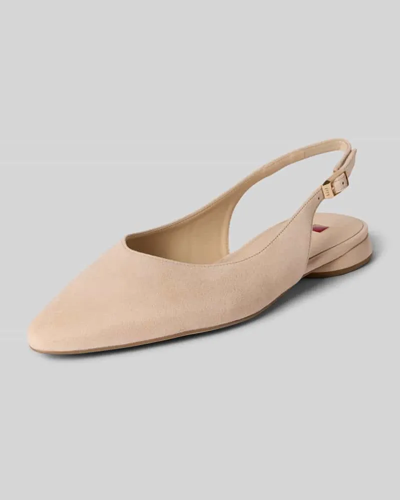 Högl Pumps aus Leder mit Riemen und Dornschließe Sand