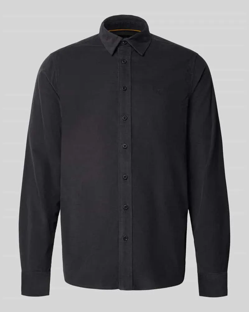 PME Legend Regular Fit Freizeithemd mit Kentkragen und Label-Stitching Anthrazit