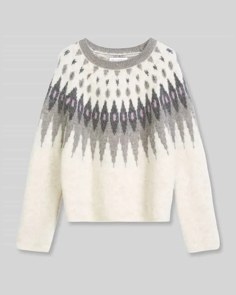 Marc O'Polo Pullover aus Wolle Alpaka mit Jacquard-Strick Beige