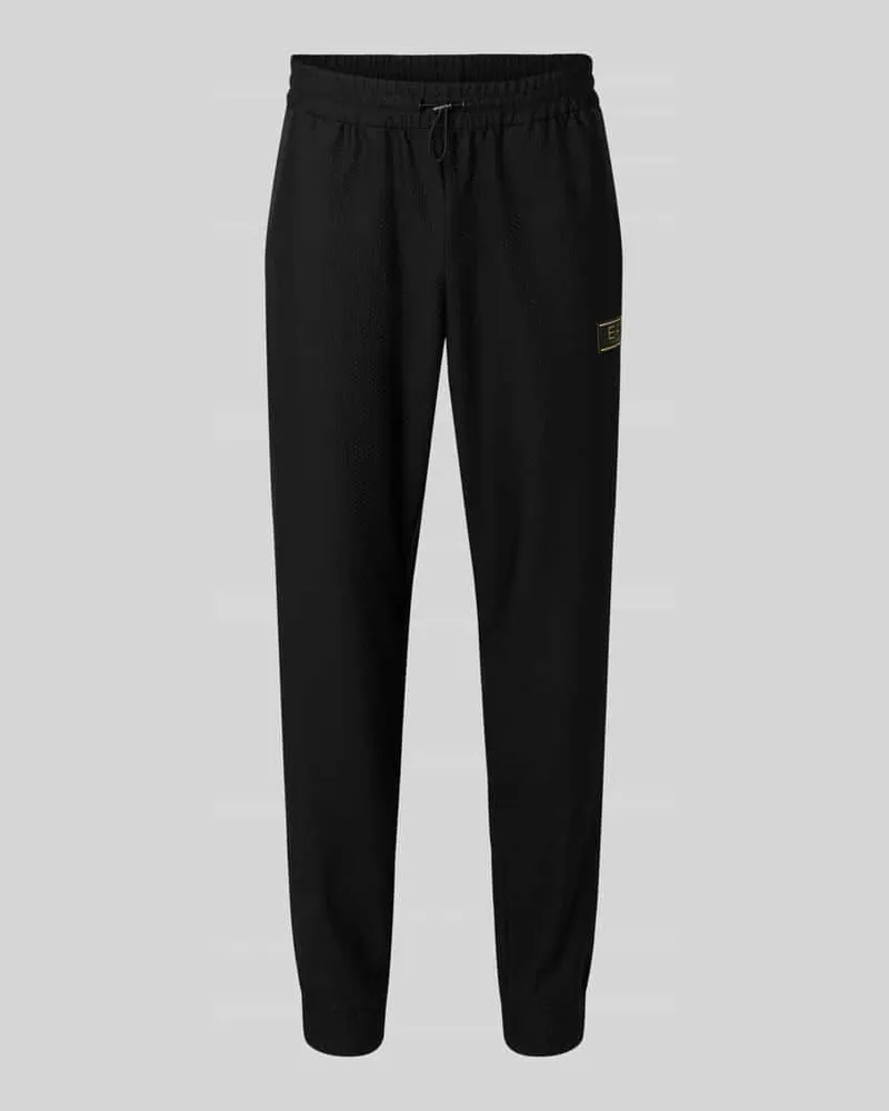 EA7 Regular Fit Sweatpants mit Strukturmuster Black