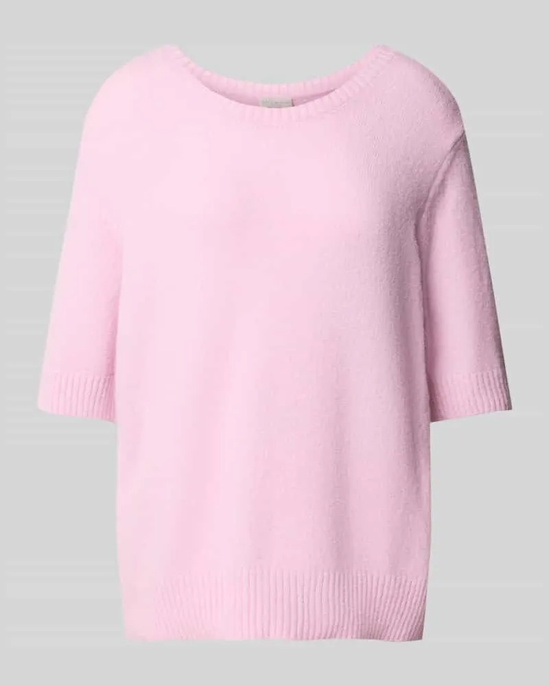 Milano Italy Oversized Strickpullover mit Rundhalsausschnitt Rose