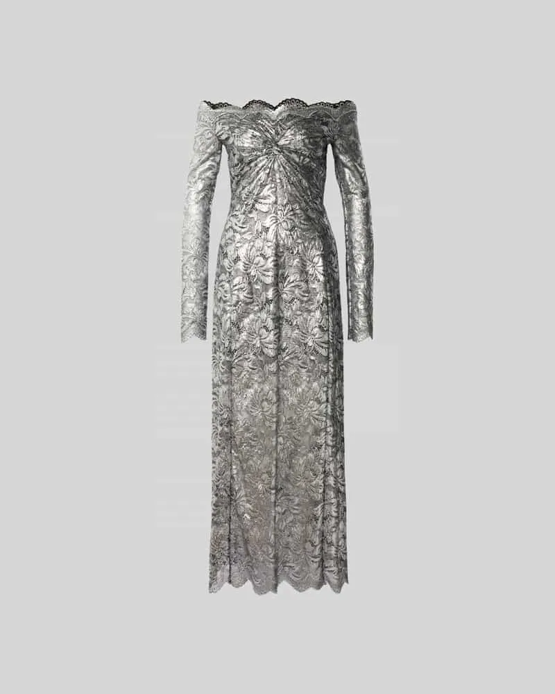 Paco Rabanne Off-Shoulder-Kleid aus Spitze Hellgrau