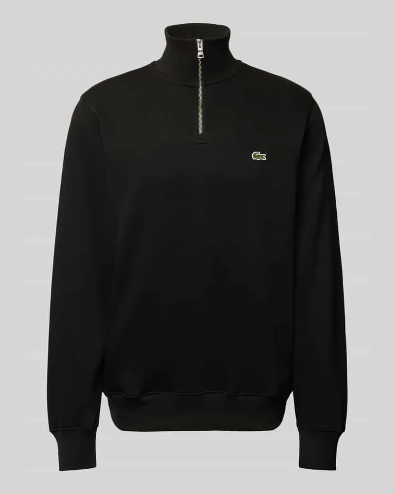 Lacoste Strickpullover mit Stehkragen Black
