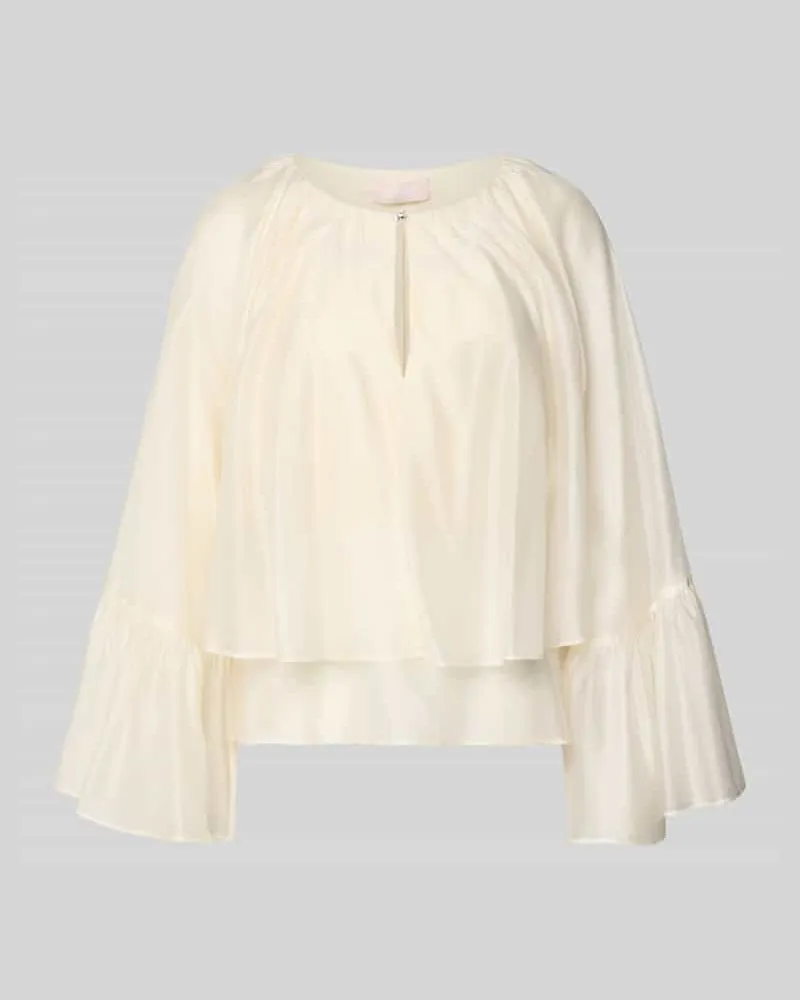 Liu Jo Relaxed Fit Bluse aus Lyocell-Mix mit Rüschenbesatz Ecru