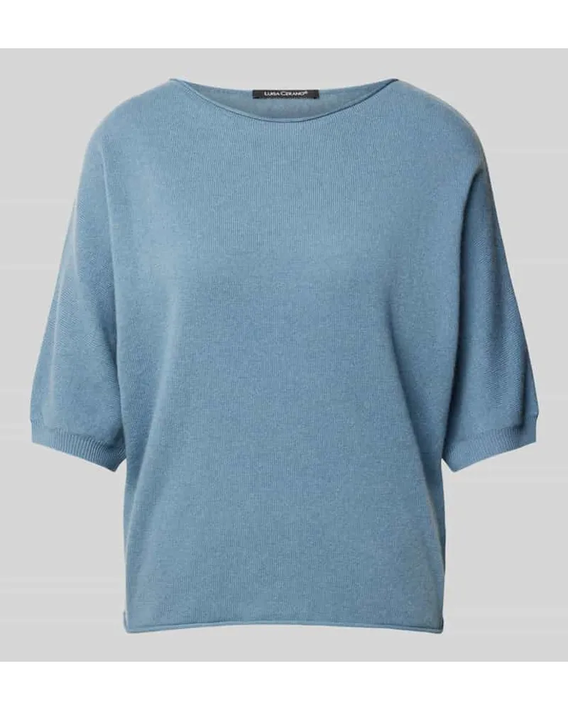 Luisa Cerano Strickshirt mit Rundhalsausschnitt Rauchblau