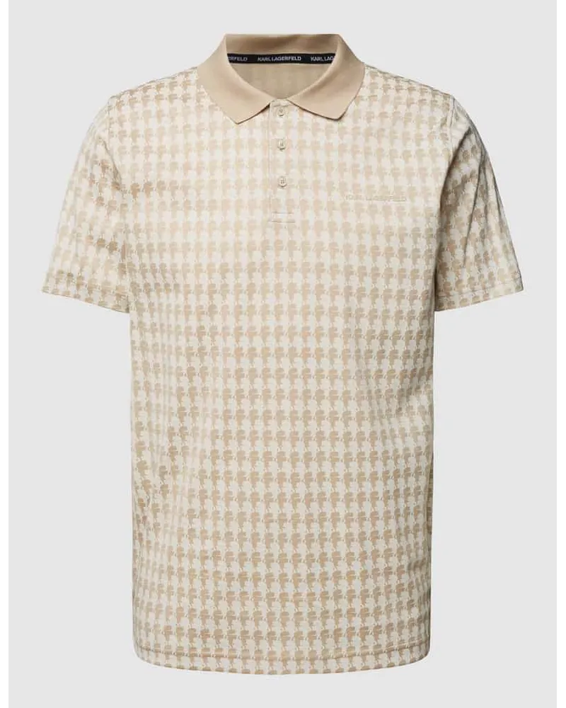 Karl Lagerfeld Regular Fit Poloshirt mit Allover-Muster Sand