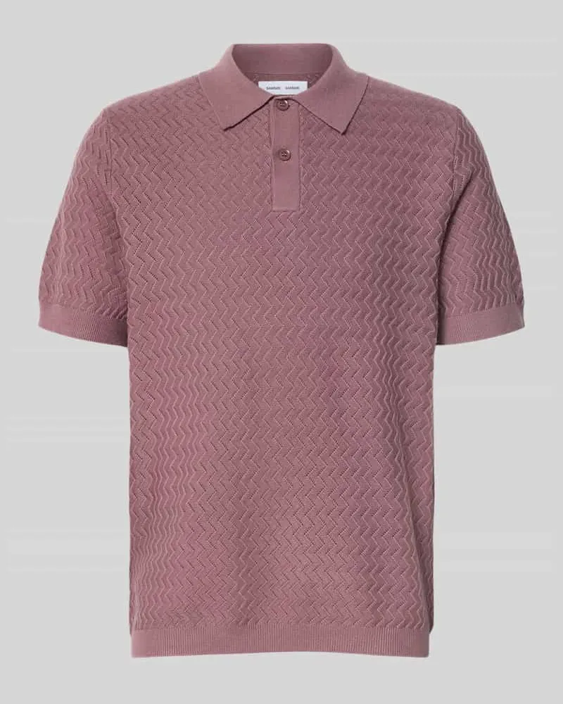 Samsøe & Samsøe Strickshirt mit Polokragen und Knopfleiste Hellrot