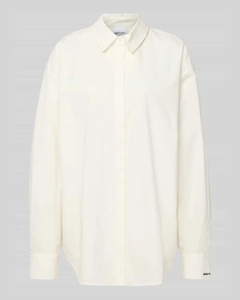 OH APRIL Oversized Hemdbluse mit Statement-Stitching Modell 'Leya Weiss