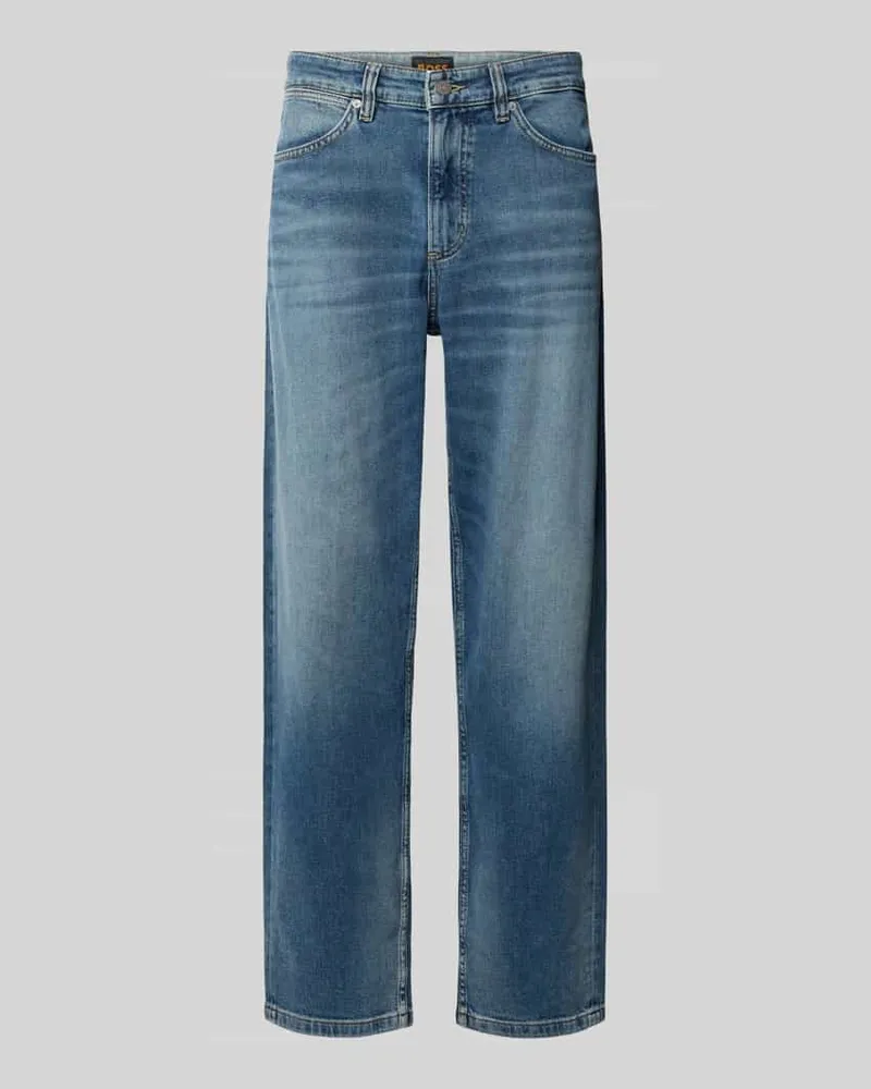 HUGO BOSS Wide Fit Jeans mit Used Waschung Royal