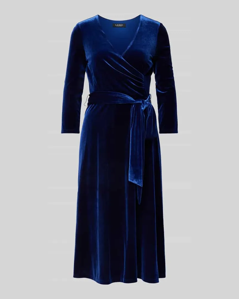 Ralph Lauren Knielanges Kleid mit 3/4-Arm Modell 'CARLYNA Blau