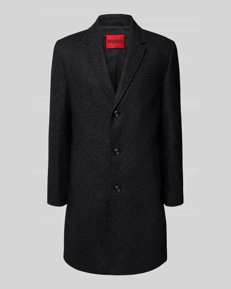 HUGO BOSS Regular Fit Mantel aus Woll-Mix Mosdell 'MALTE Black
