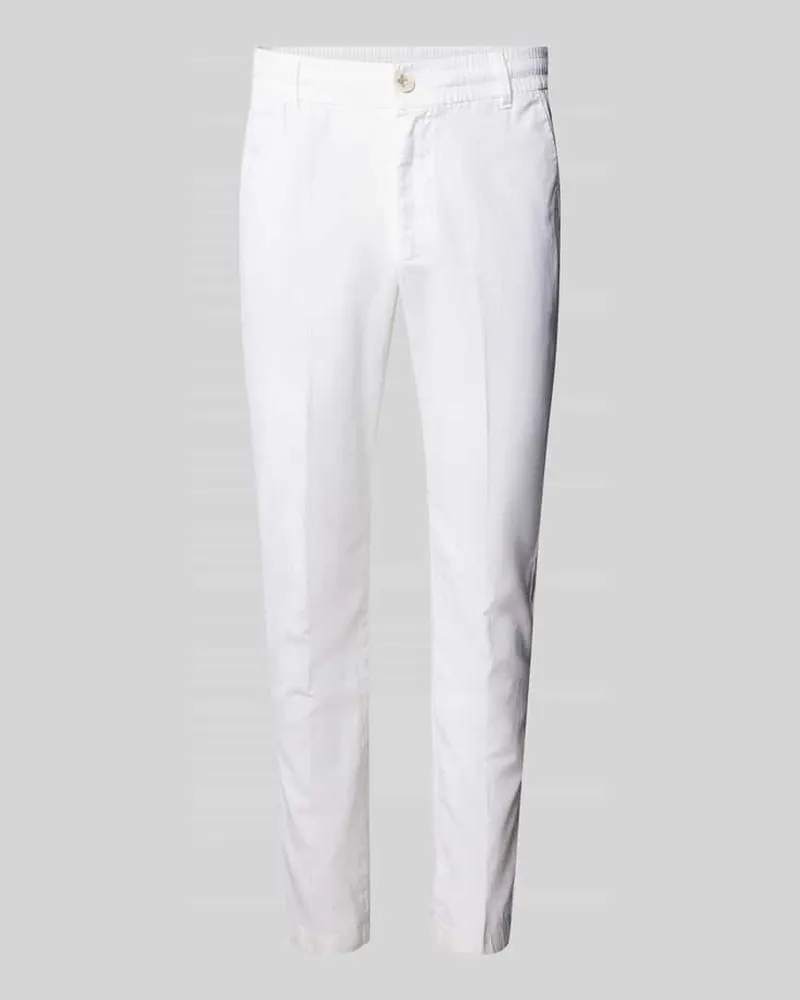 Tom Tailor Relaxed Tapered Fit Leinenhose mit Bügelfalten Weiss