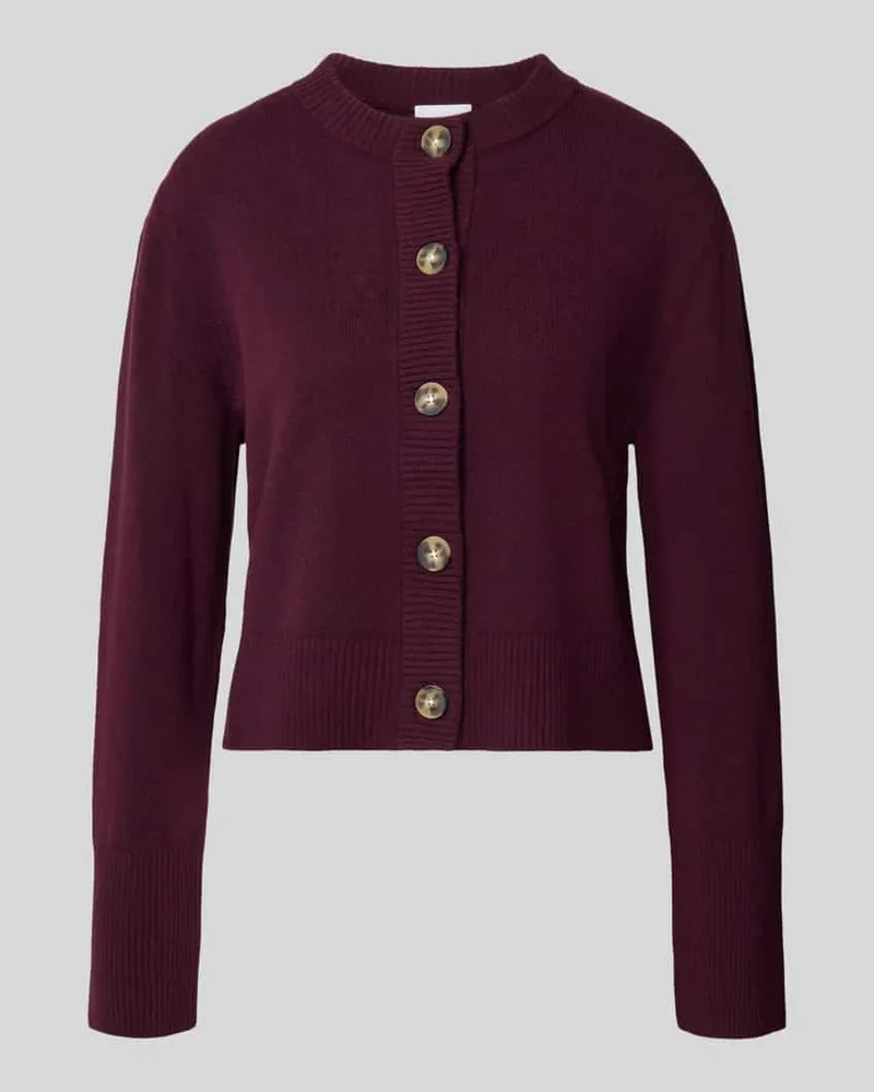 COMMA Strickjacke mit Rundhalsausschnitt Bordeaux
