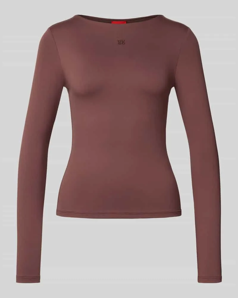 HUGO BOSS Slim Fit Langarmshirt aus Stretch Jersey Modell 'DASIIA Schoko