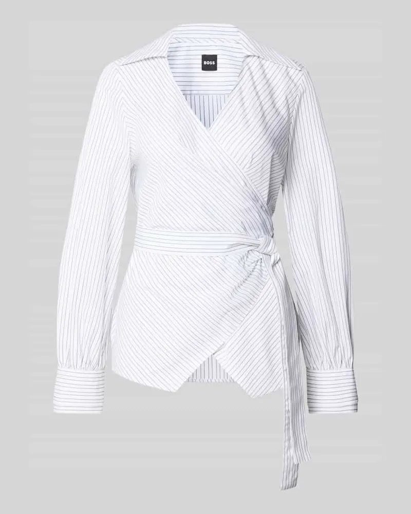 HUGO BOSS Taillierte Langarmbluse aus reiner Baumwolle Modell 'BEKANIA1 Weiss