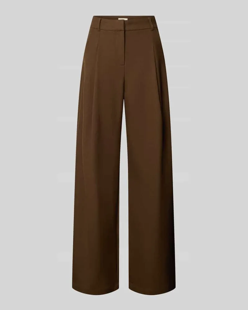 Suncoo Wide Leg Hose mit Bundfalten Modell 'JOKER Schoko