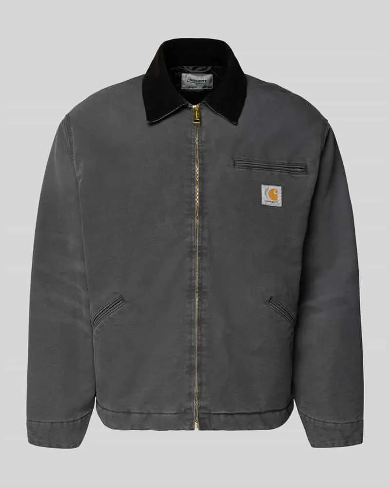 Carhartt WIP Regular Fit Jacke aus reiner Baumwolle mit Umlegekragen Anthrazit