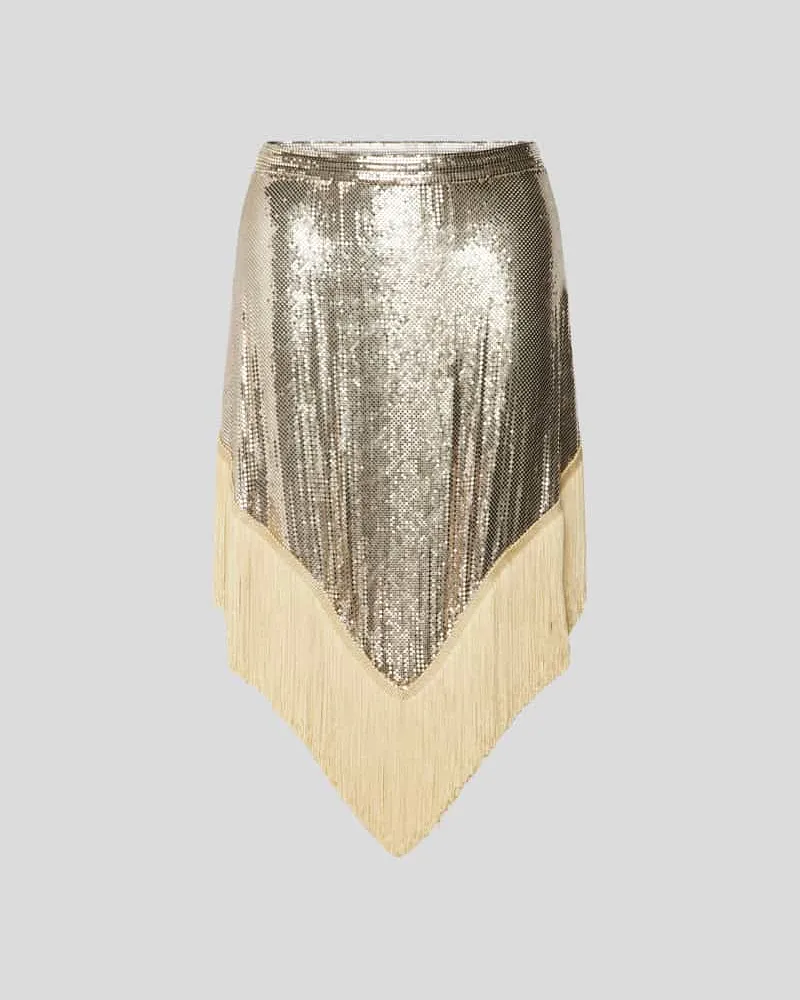 Paco Rabanne Knielanger Rock in metallic Gold