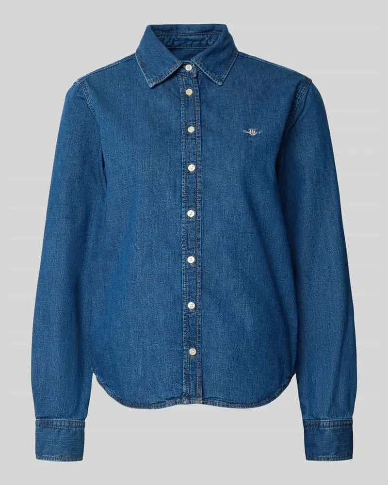 Gant Jeansbluse mit Logo-Stitching und Sportmanschetten Marine