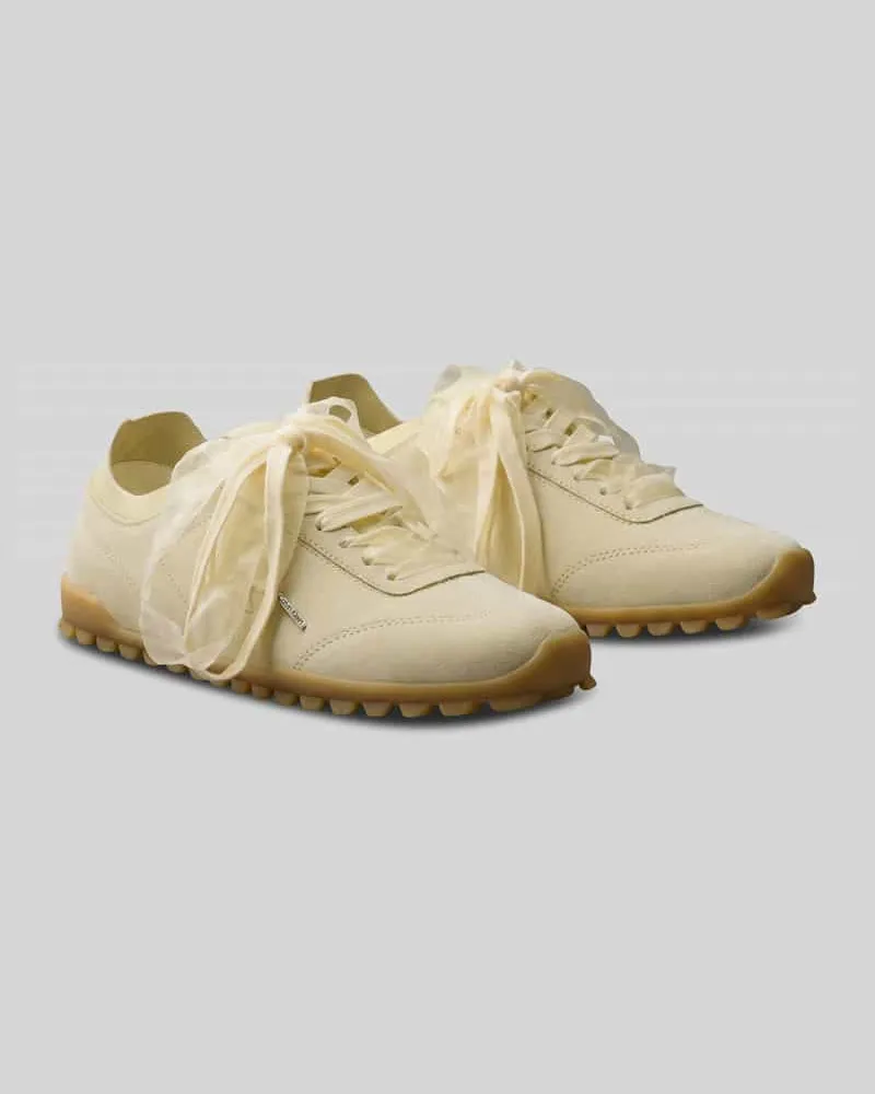 Calvin Klein Sneaker aus Veloursleder mit zwei Schnürsenkeln Beige
