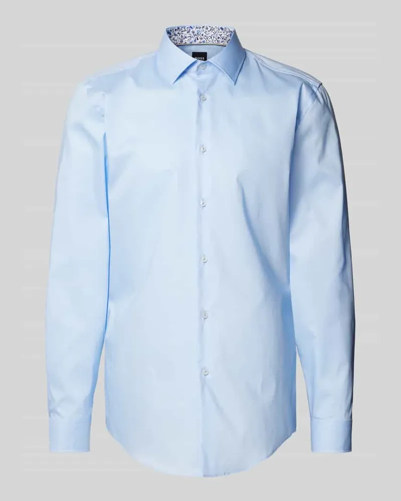 HUGO BOSS Slim Fit Business-Hemd mit Kentkragen Modell 'Hank Bleu
