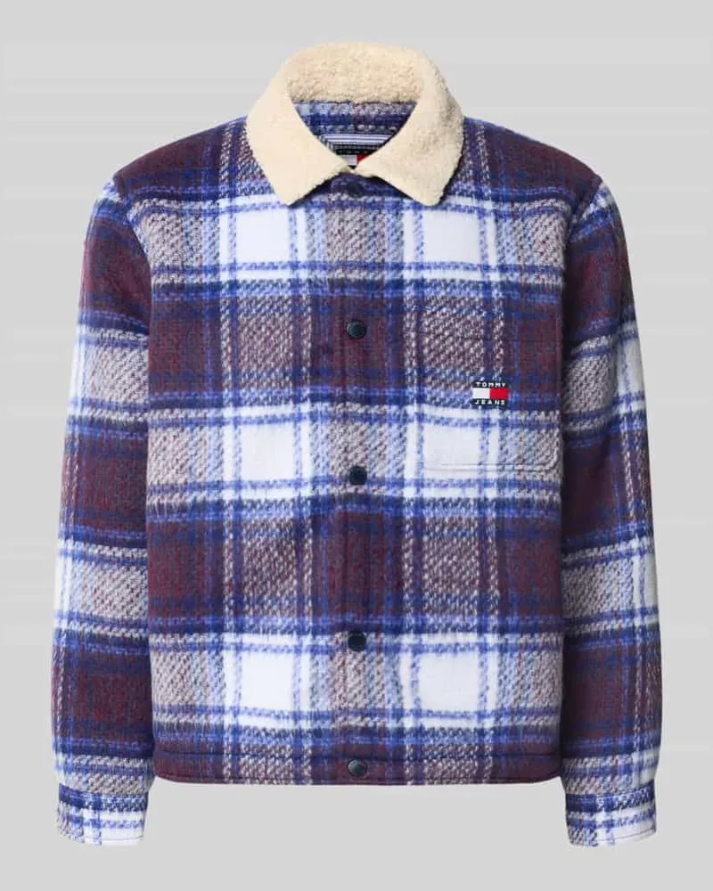 Tommy Hilfiger Oversized Hemdjacke mit Umlegekragen Modell 'TEDDY COLLAR BRUSHED Dunkelblau