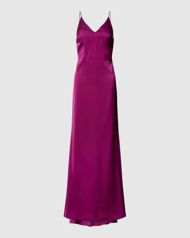 Mascara Abendkleid mit gekreuzten Spaghettiträgern Fuchsia