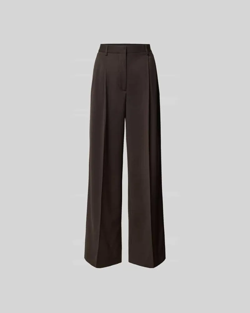 Filippa K Stoffhose mit Bundfalten Dunkelbraun