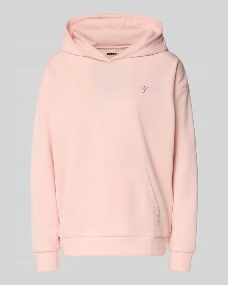 Guess Oversized Hoodie mit Strasssteinbesatz Modell 'Silvy Hellrosa