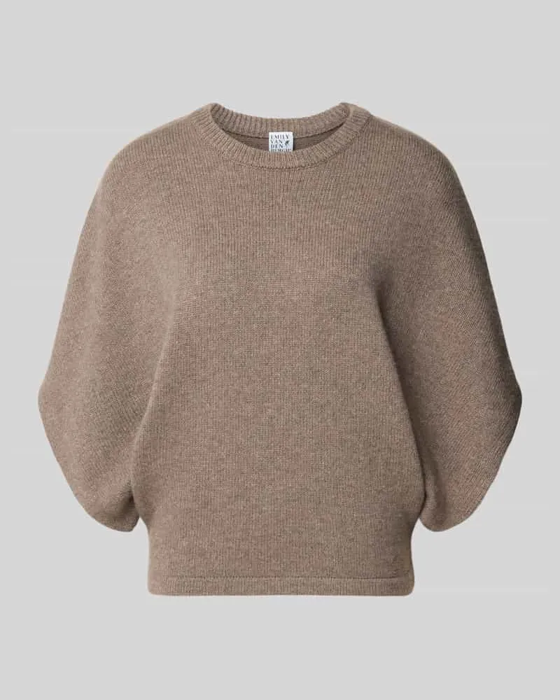 Emily van den Bergh Strickshirt aus Wolle mit Rundhalsausschnitt Taupe
