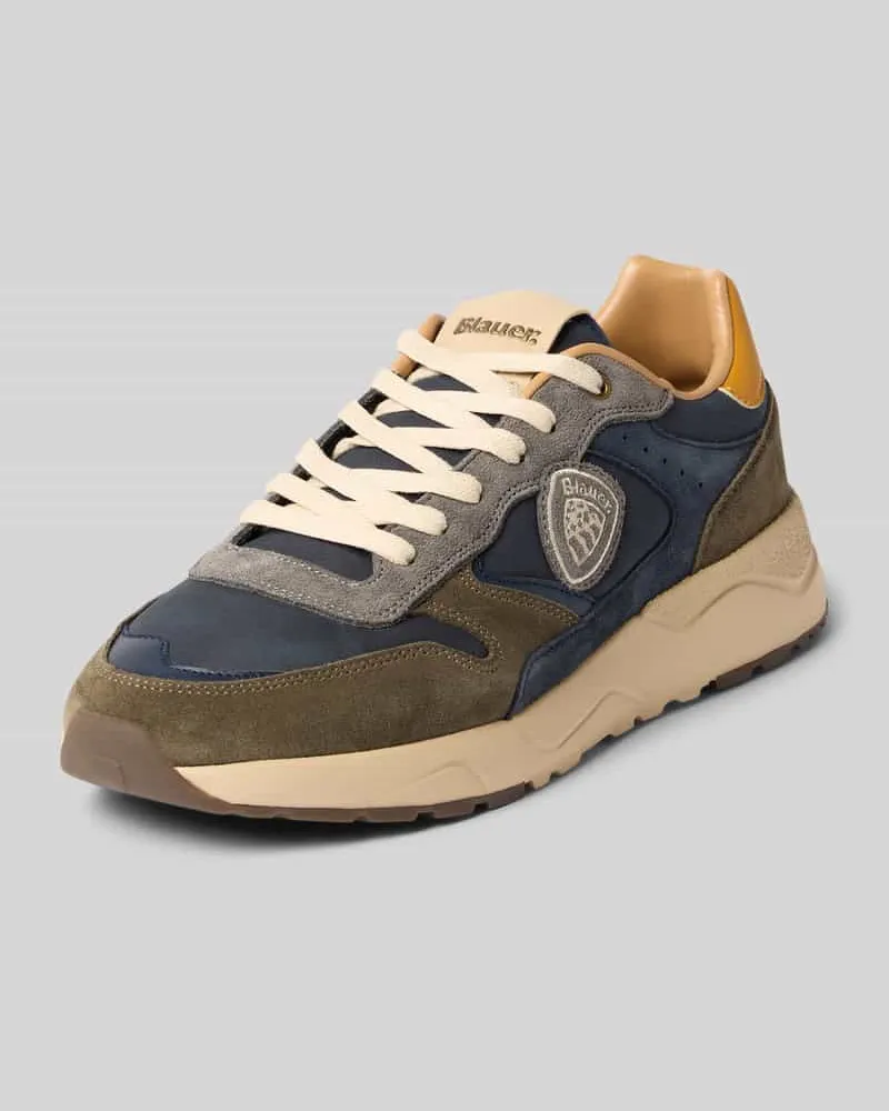 Blauer Sneaker aus Leder-Mix mit Logo-Detail Modell 'OZARK Marine