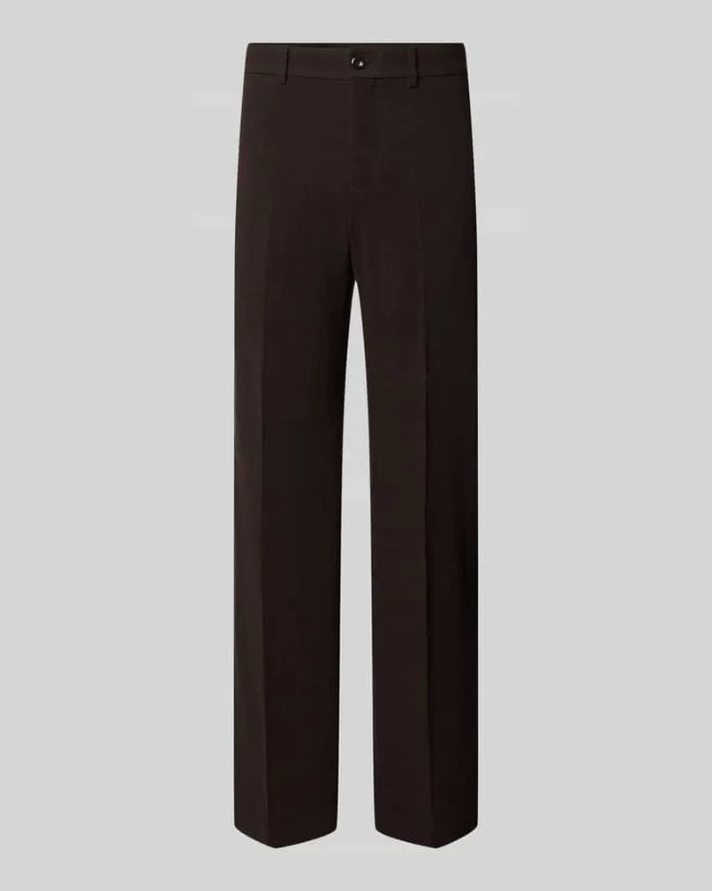 Strellson Bundfaltenhose aus Wolle mit Bügelfalten Schoko