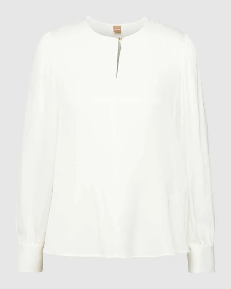 HUGO BOSS Bluse mit Rundhalsausschnitt und Knopfverschluss Ecru