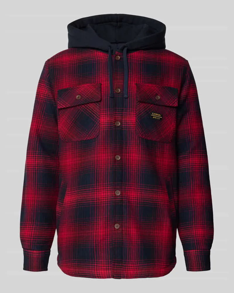 Superdry. Regular Fit Hemdjacke mit Brusttaschen Bordeaux