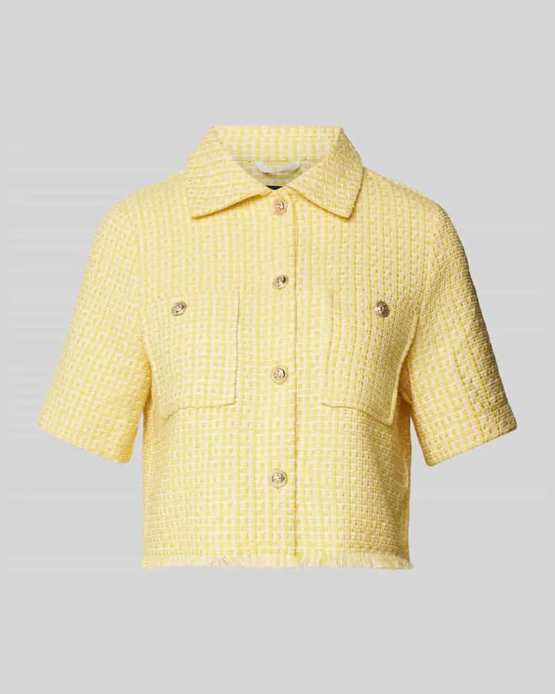 Oui  Blazer in Bouclé-Optik Hellgelb