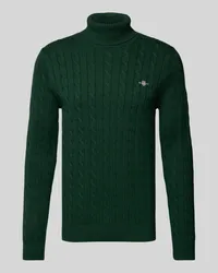 Gant Rollkragenpullover mit Label-Stitching Dunkelgruen