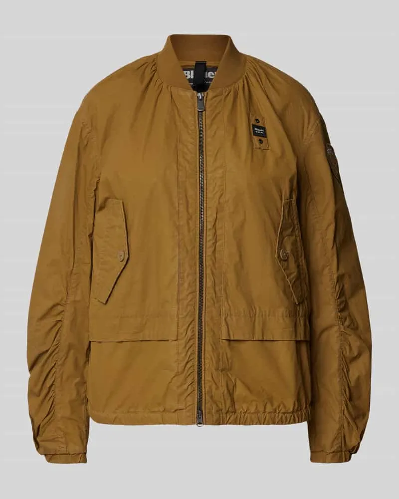 Blauer Jacke mit Label-Detail Khaki