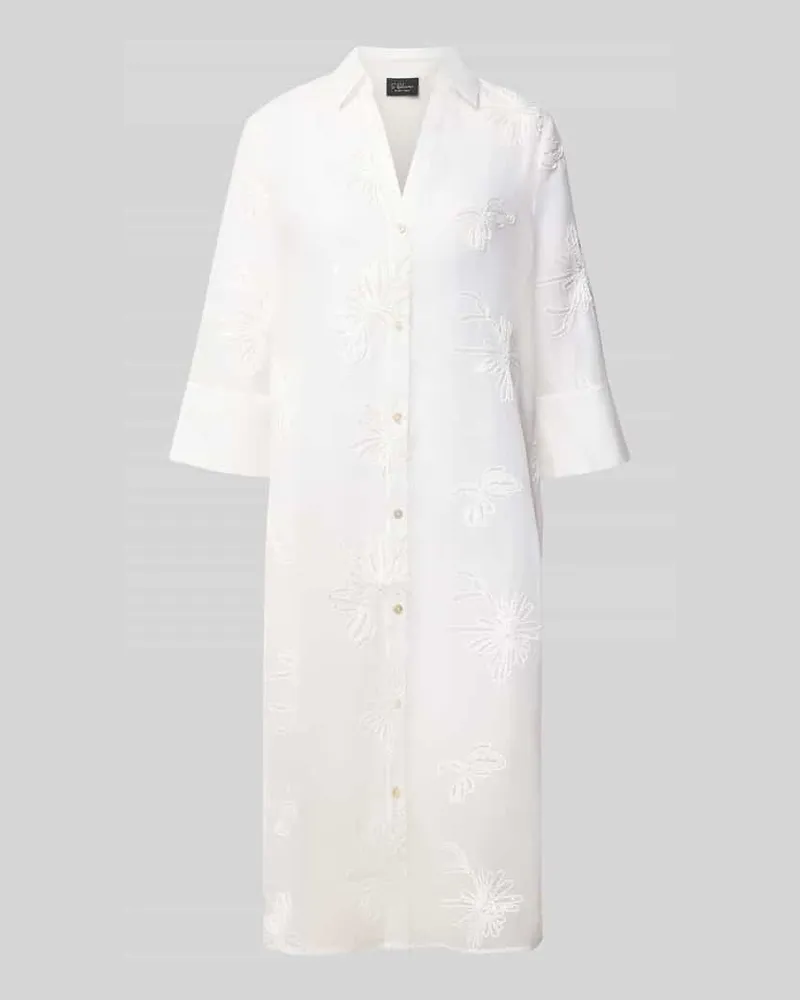 S.Oliver Regular Fit Langarmbluse mit floral-Stitching Offwhite